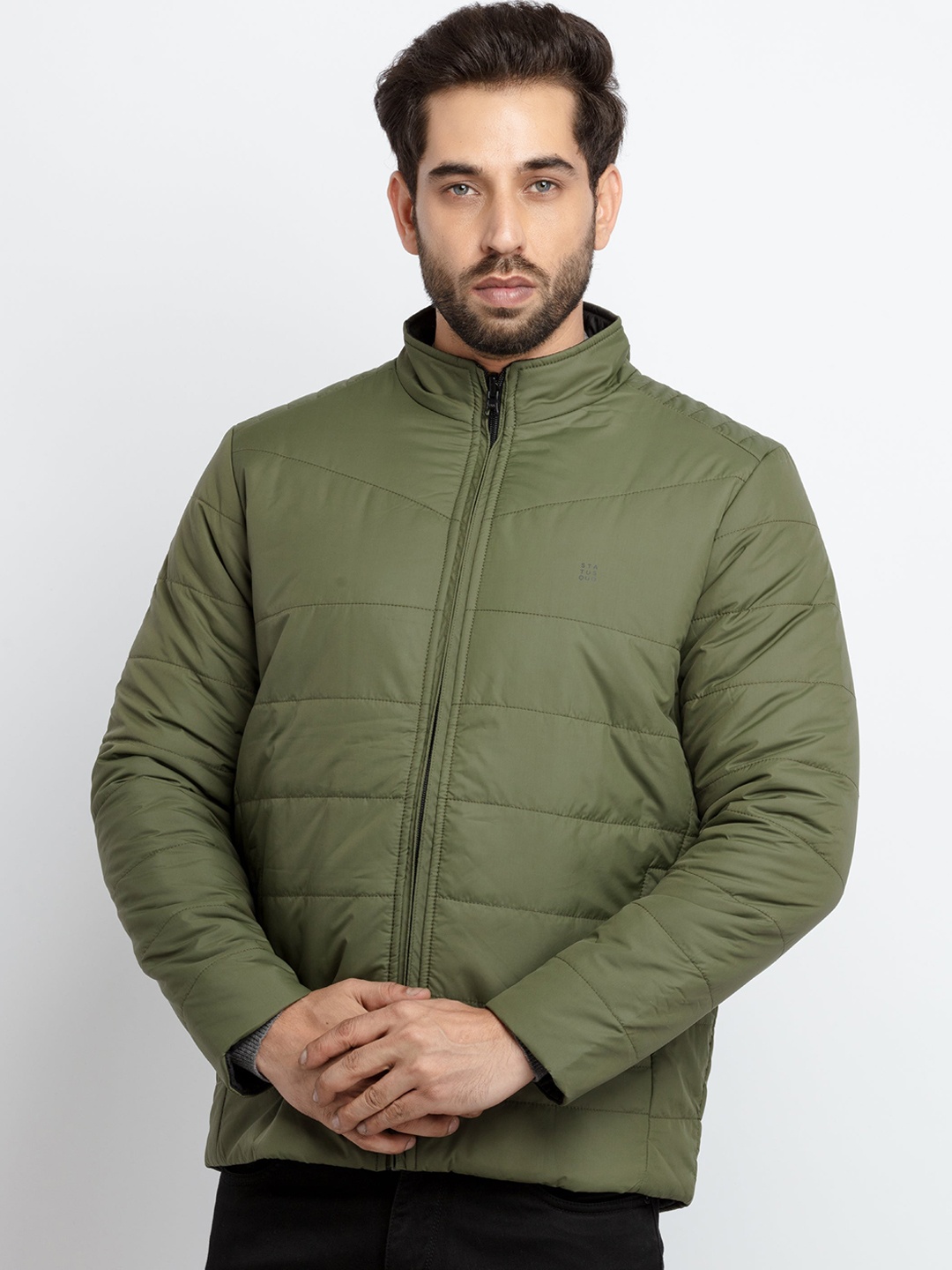 

Status Quo Men Olive Green Reversible Puffer Jacket