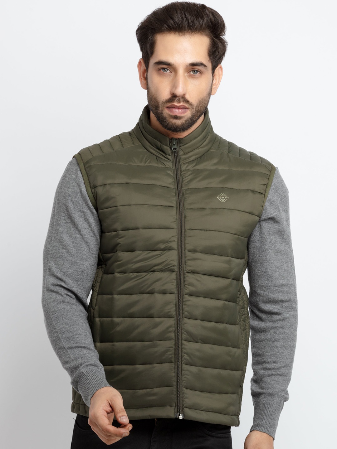 

Status Quo Men Olive Green Puffer Jacket