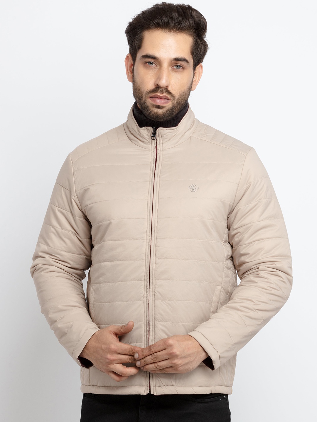 

Status Quo Men Beige Long Sleeves Quilted Puffer Jacket