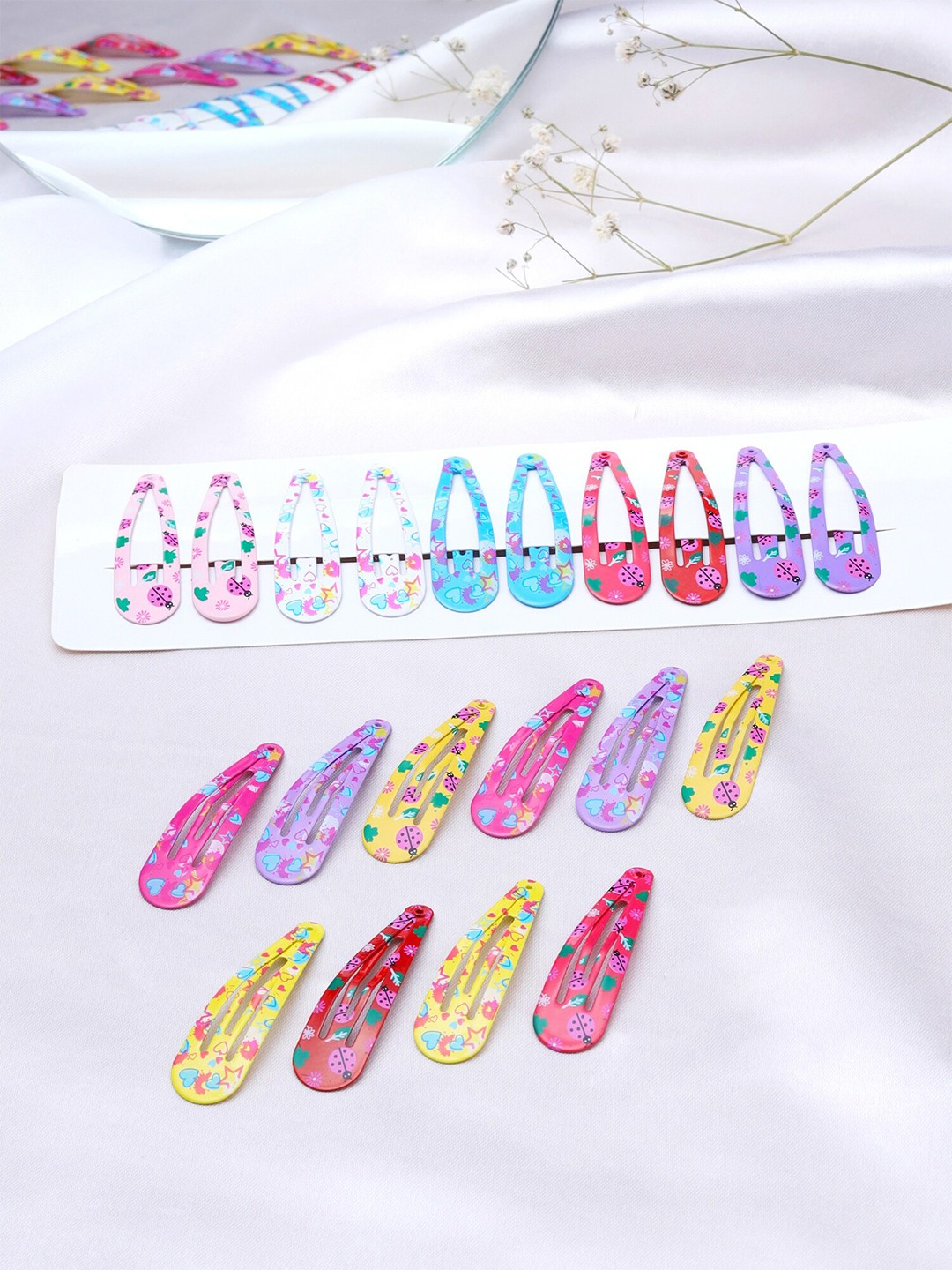 

Melbees by Yellow Chimes Girls Set of 20 Pieces Tic Tac Hair Clip, Pink