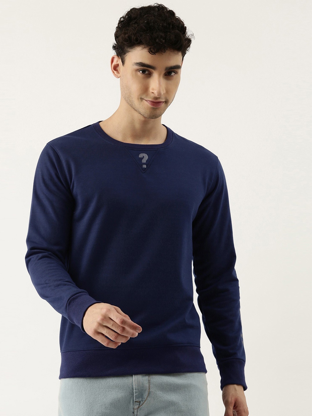 

Maniac Men Navy Blue Printed Cotton Sweatshirt