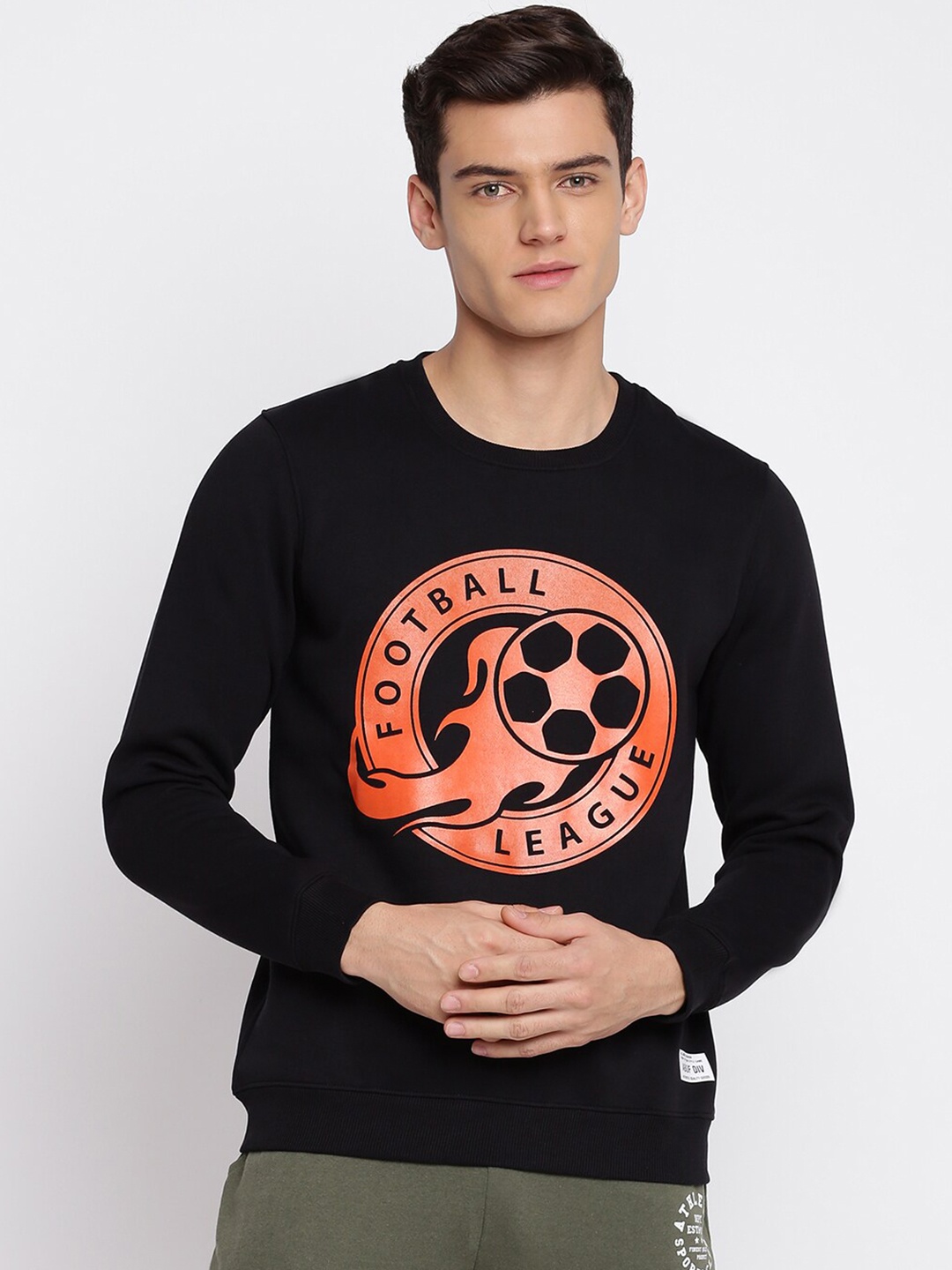 

abof Men Black Cotton Printed Sweatshirt