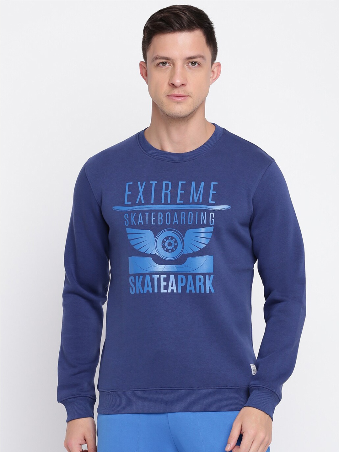 

abof Men Blue Printed Sweatshirt