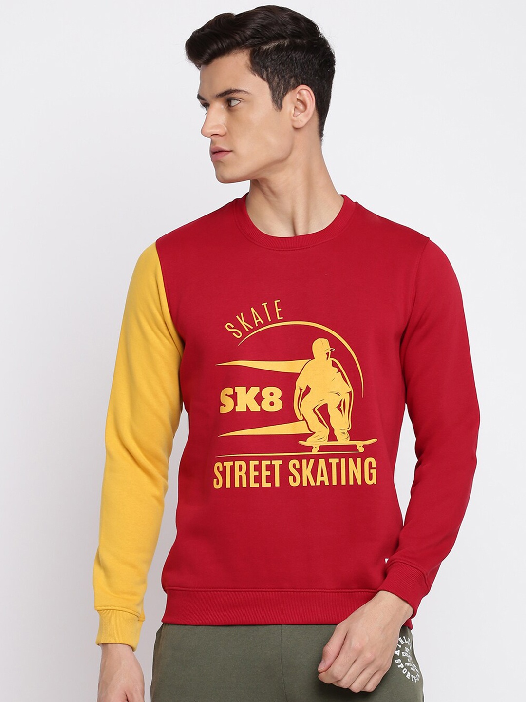 

abof Men Red Printed Sweatshirt