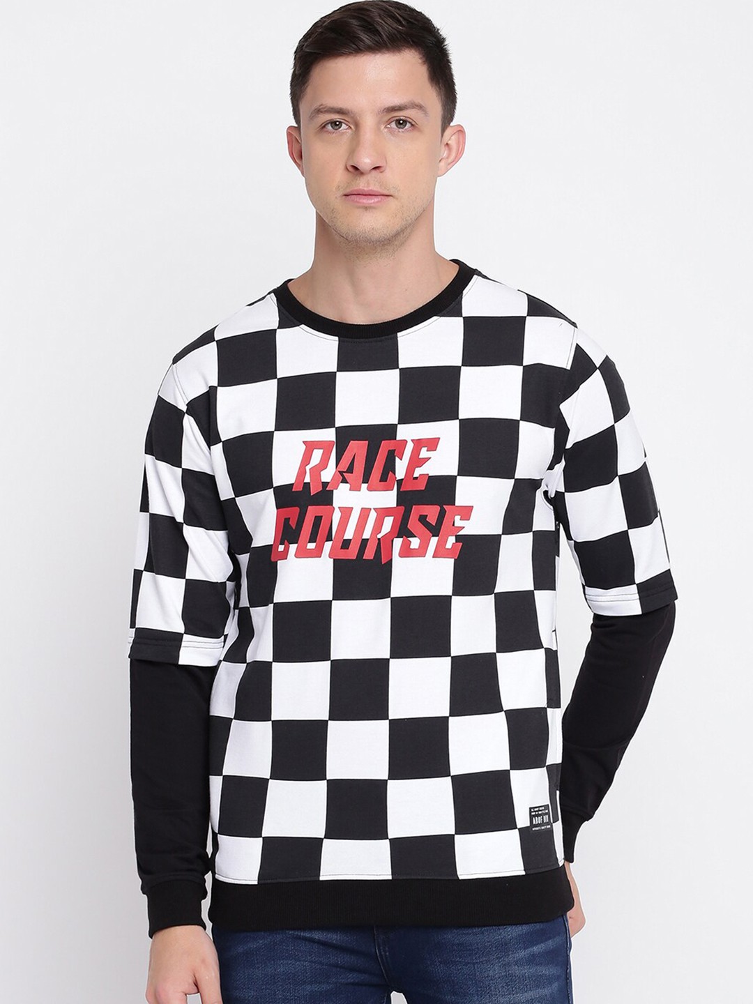 

abof Men Black Checked Sweatshirt
