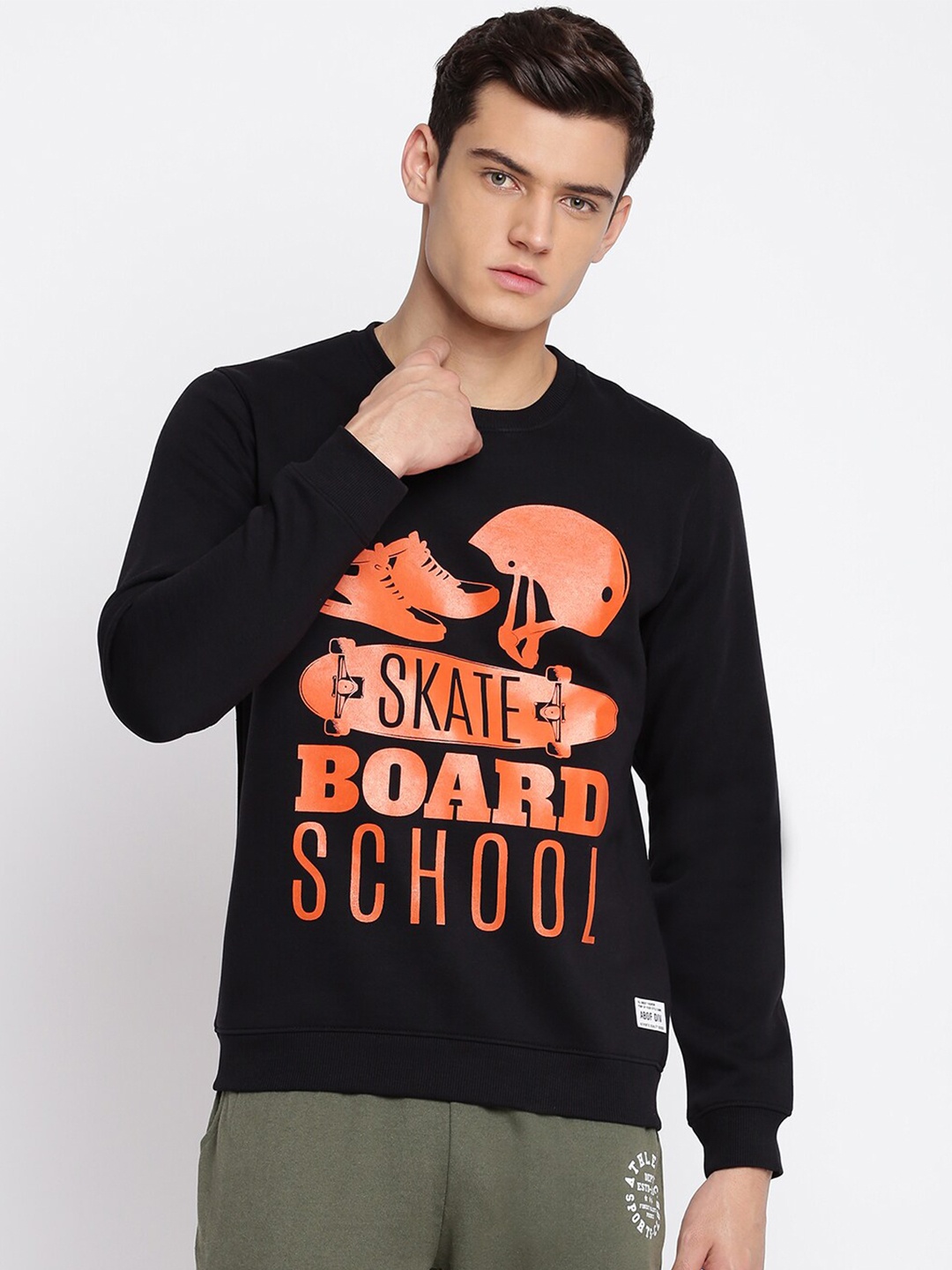 

abof Men Black Printed Sweatshirt