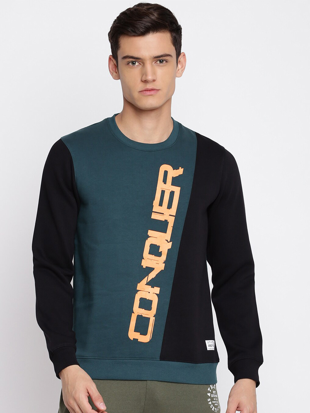 

abof Men Teal Printed Sweatshirt