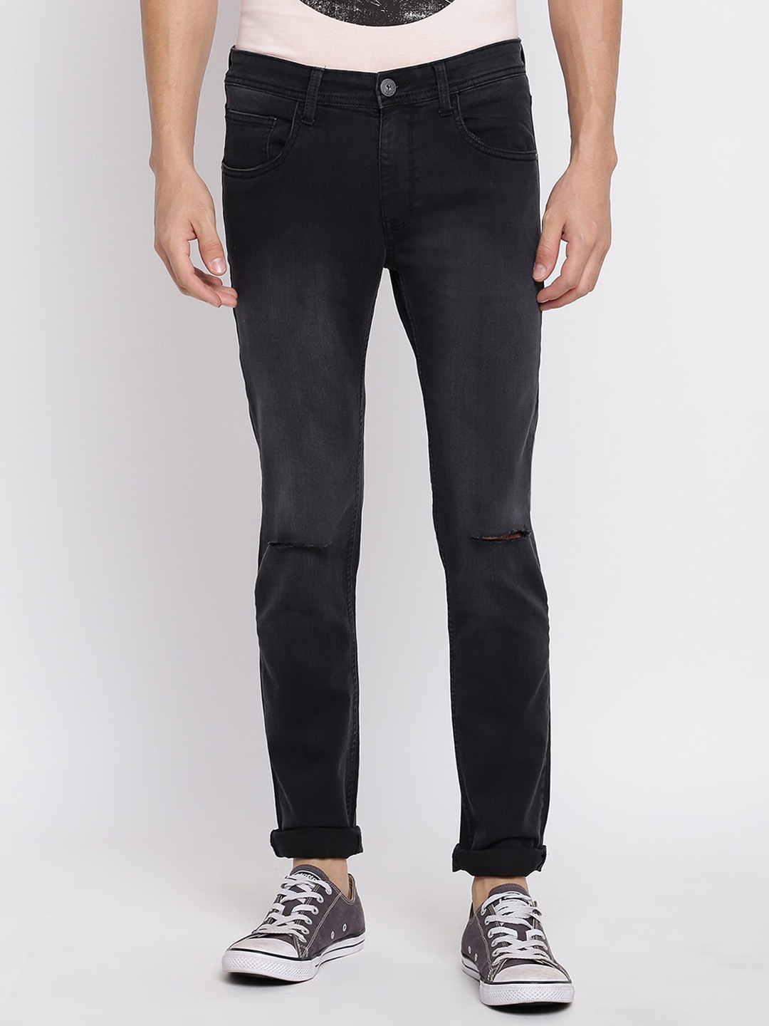 

abof Men Black Slim Fit Light Fade Stretchable Jeans