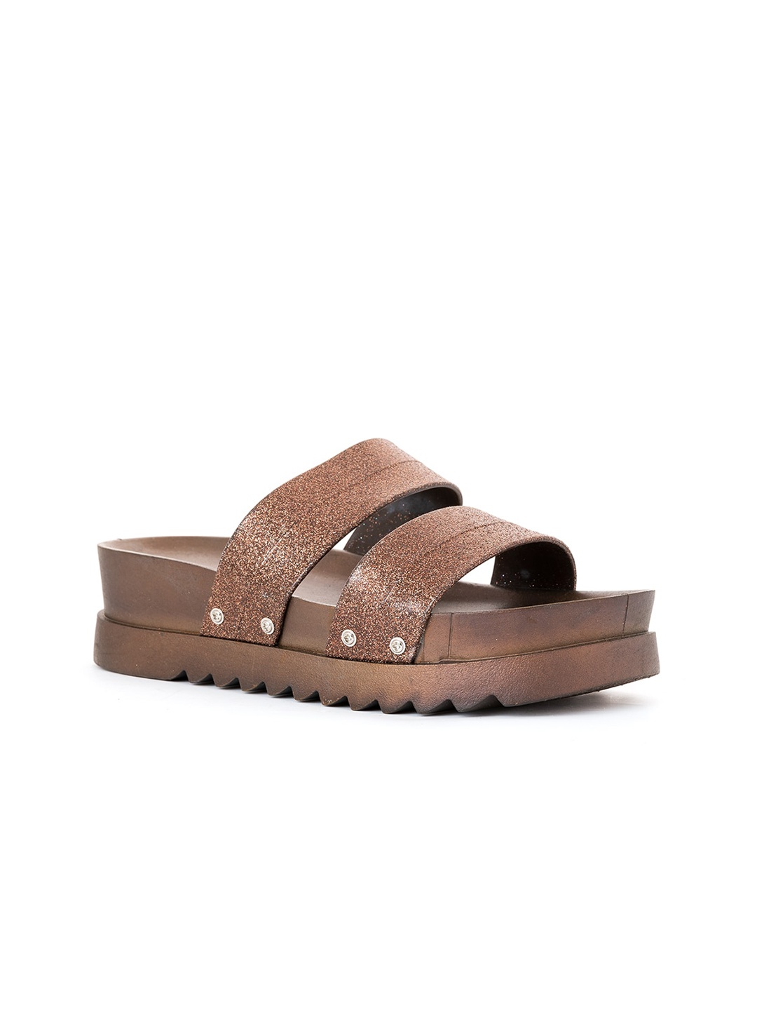 

Khadims Brown Open Back Flatform Sandals