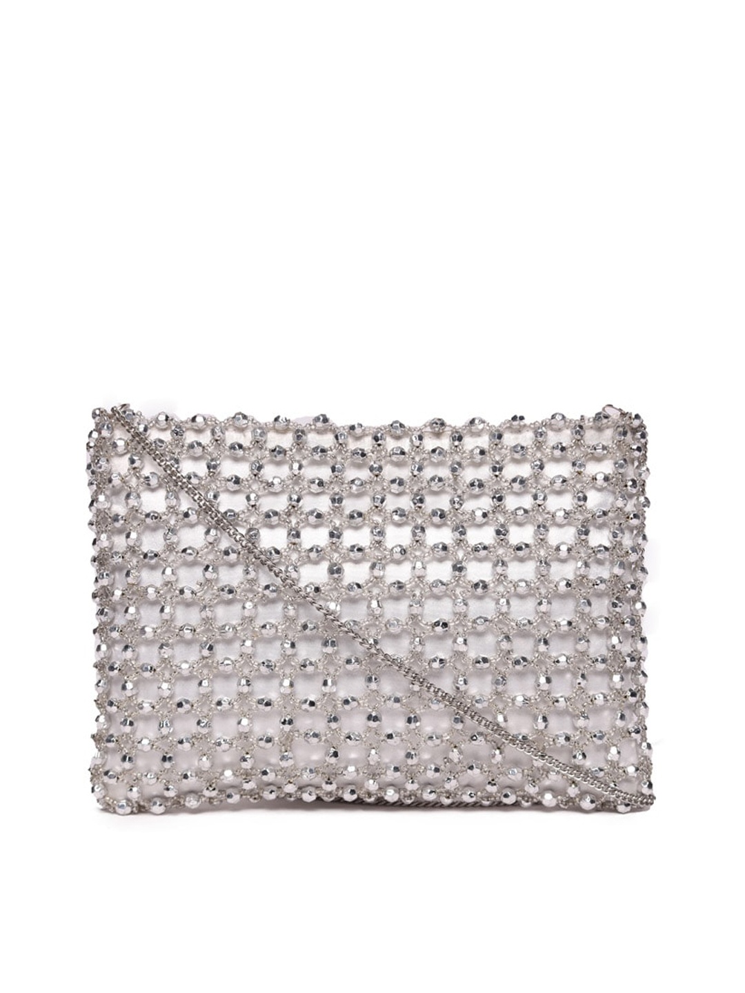 

ASTRID Silver-Toned Embellished Swagger Sling Bag