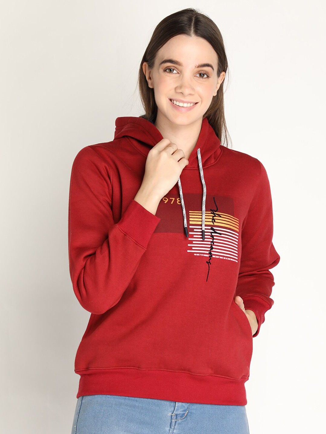 

PROTEX Women Maroon Cotton Hooded Sweatshirt