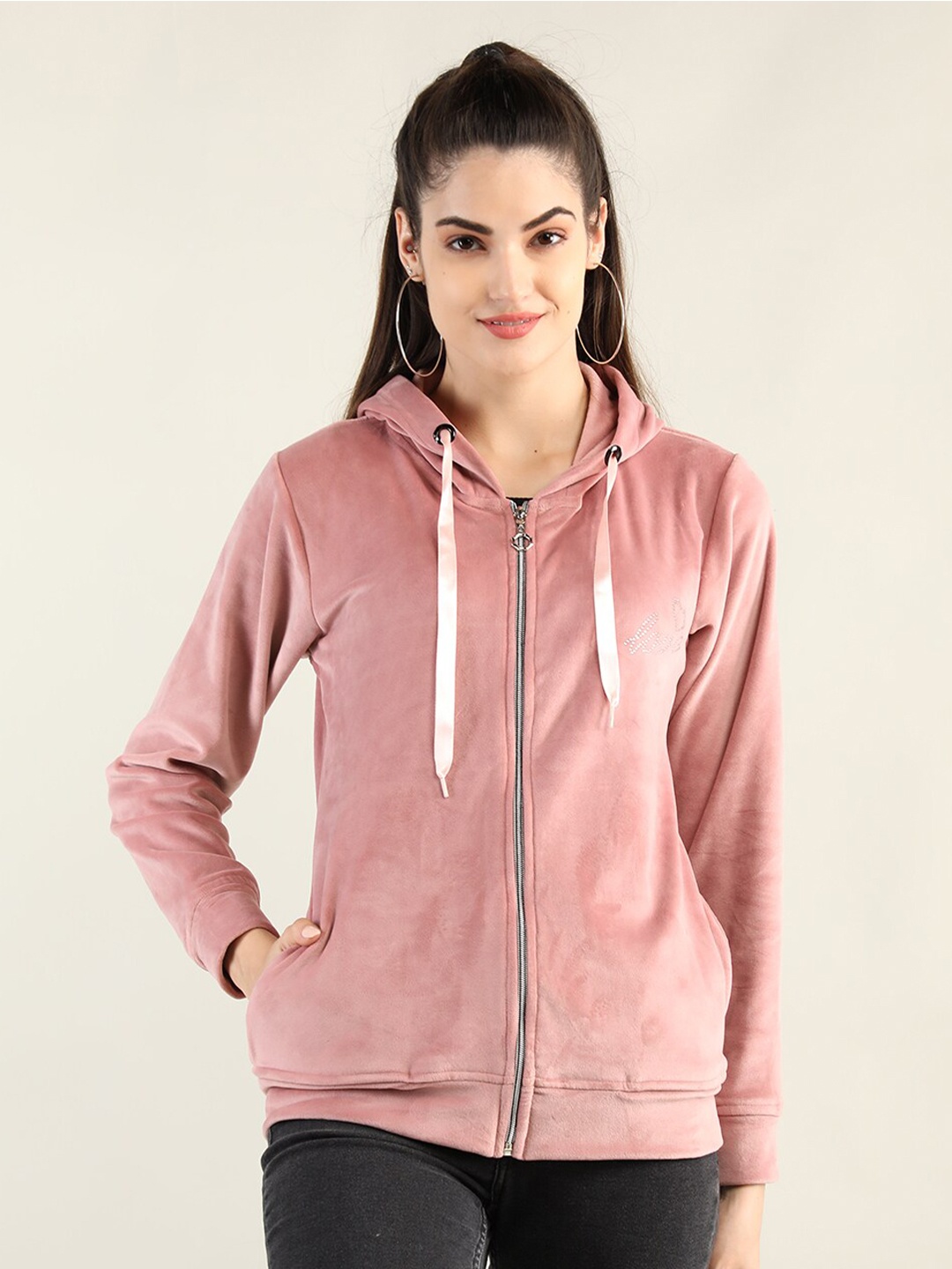 

PROTEX Women Peach-Coloured Hooded Sweatshirt