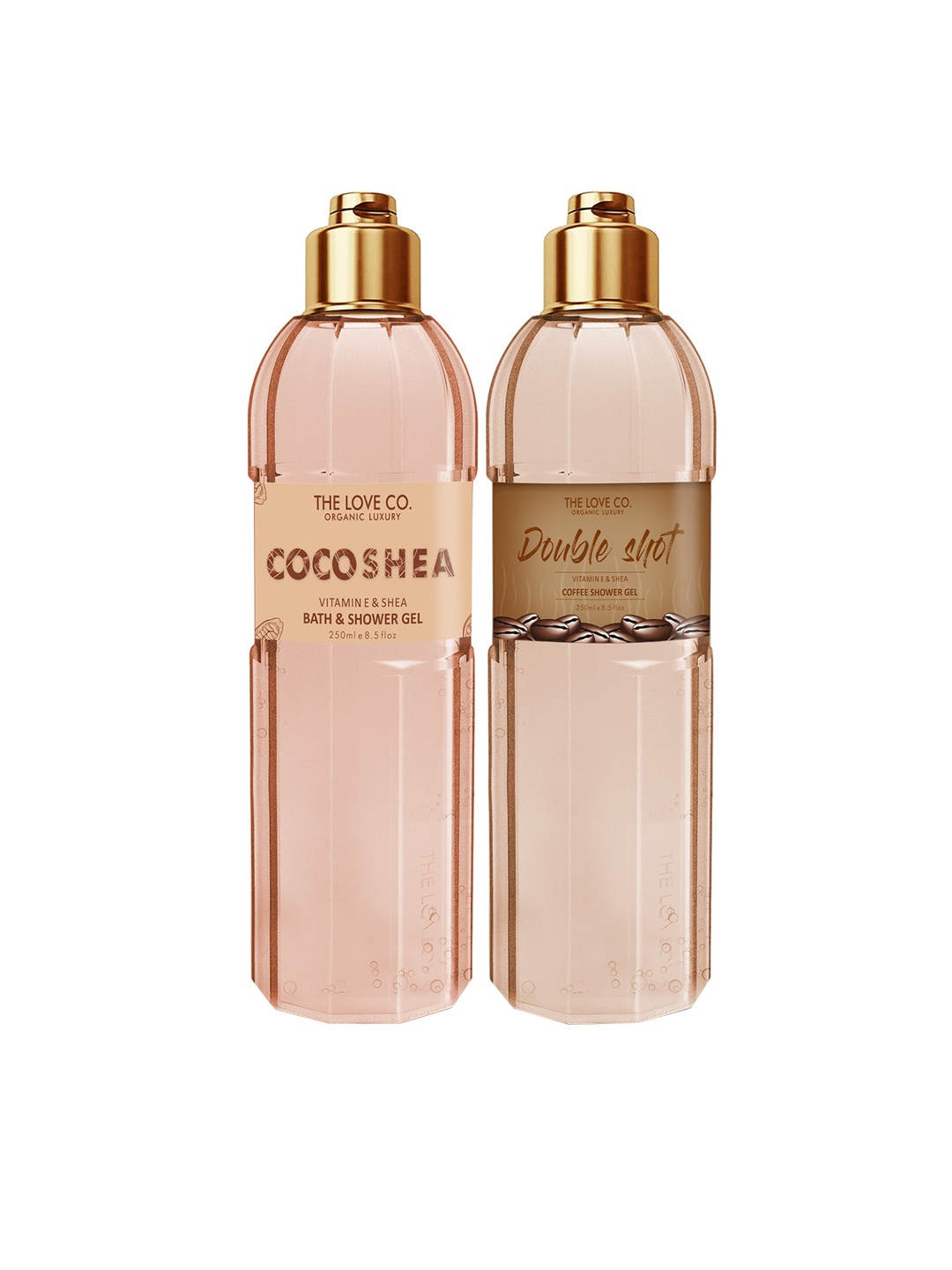 

THE LOVE CO. Set of 2 Bath & Shower Gel - CocoShea + Double Shot - 250ml each, Brown