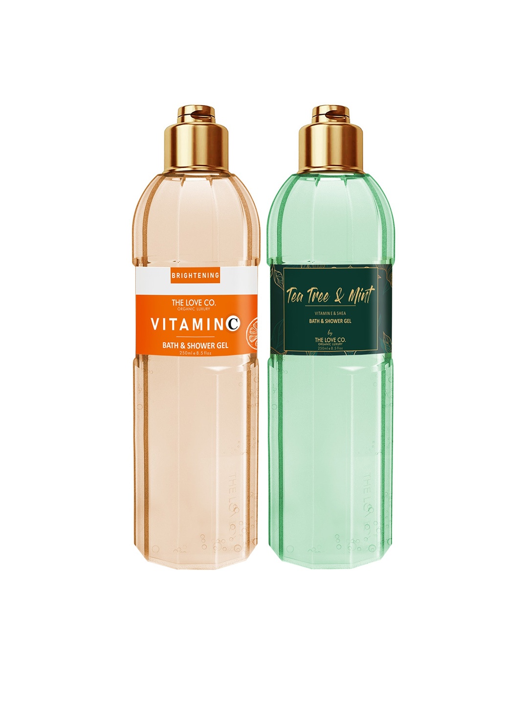 

THE LOVE CO. Set of 2 Bath & Shower Gel - Vitamin C + Tea Tree & Mint - 250ml each, Orange