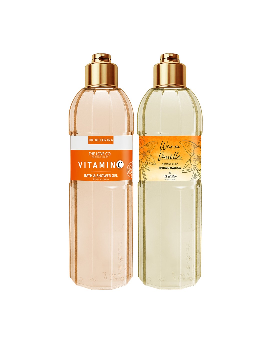 

THE LOVE CO. Set of 2 Bath & Shower Gel - Vitamin C + Warm Vanilla - 250ml each, Orange
