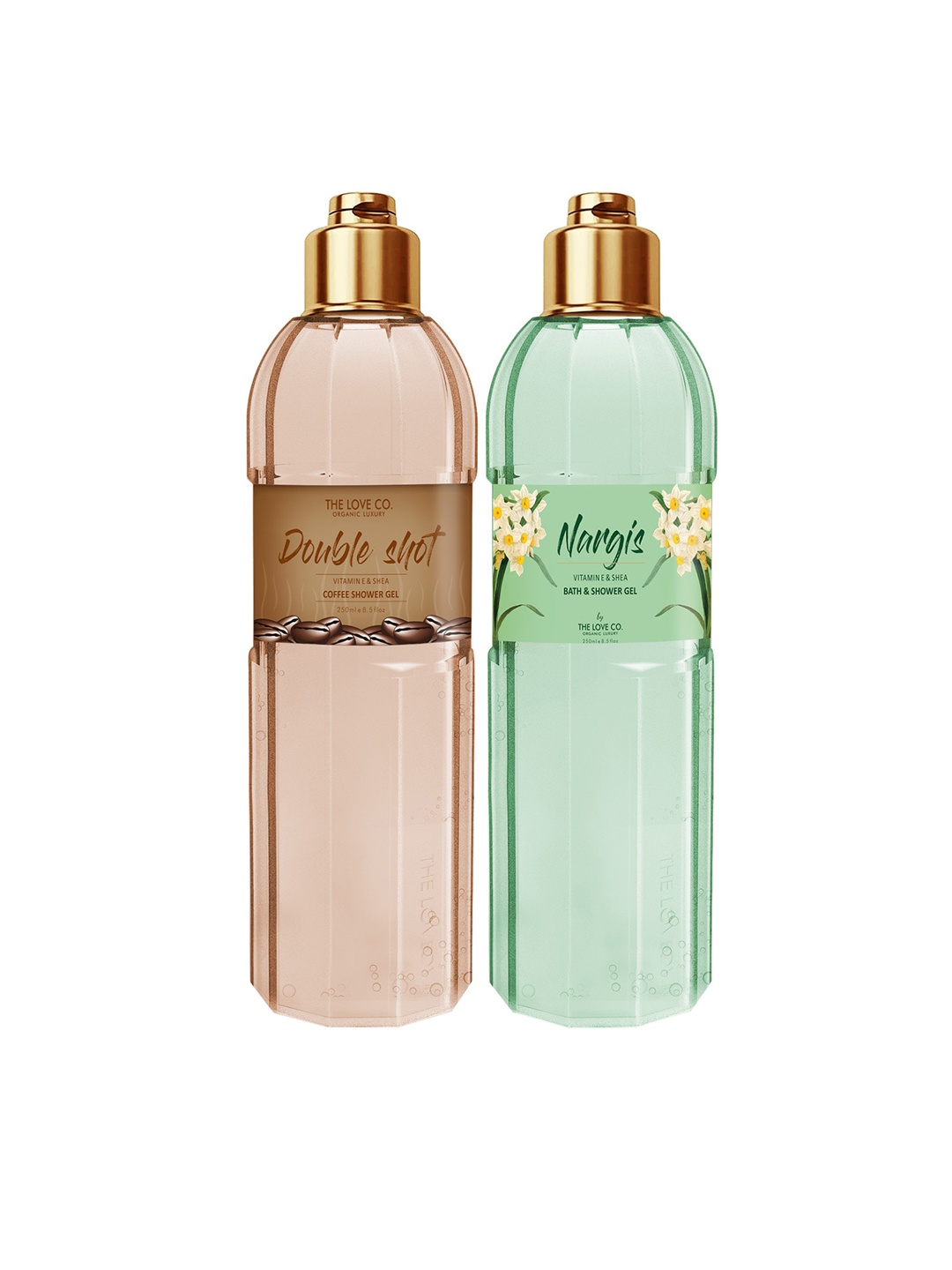 

THE LOVE CO. Set of 2 Bath & Shower Gel - Double Shot + Nargis - 250ml each, Brown