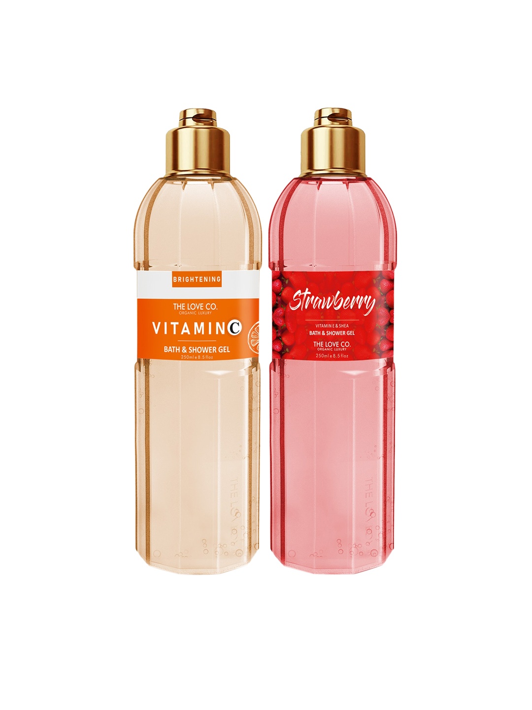 

THE LOVE CO. Set of 2 Bath & Shower Gel - Vitamin C + Strawberry - 250ml each, Pink