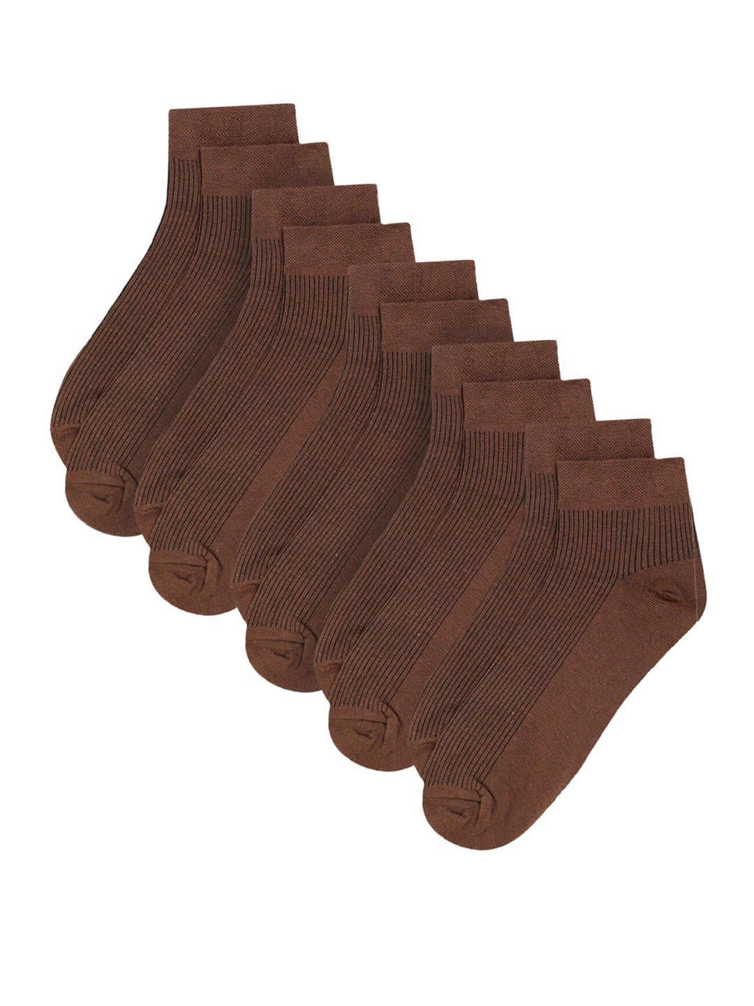 

Cantabil Men Pack Of 5 Solid Pure Cotton Ankle Length Socks, Brown