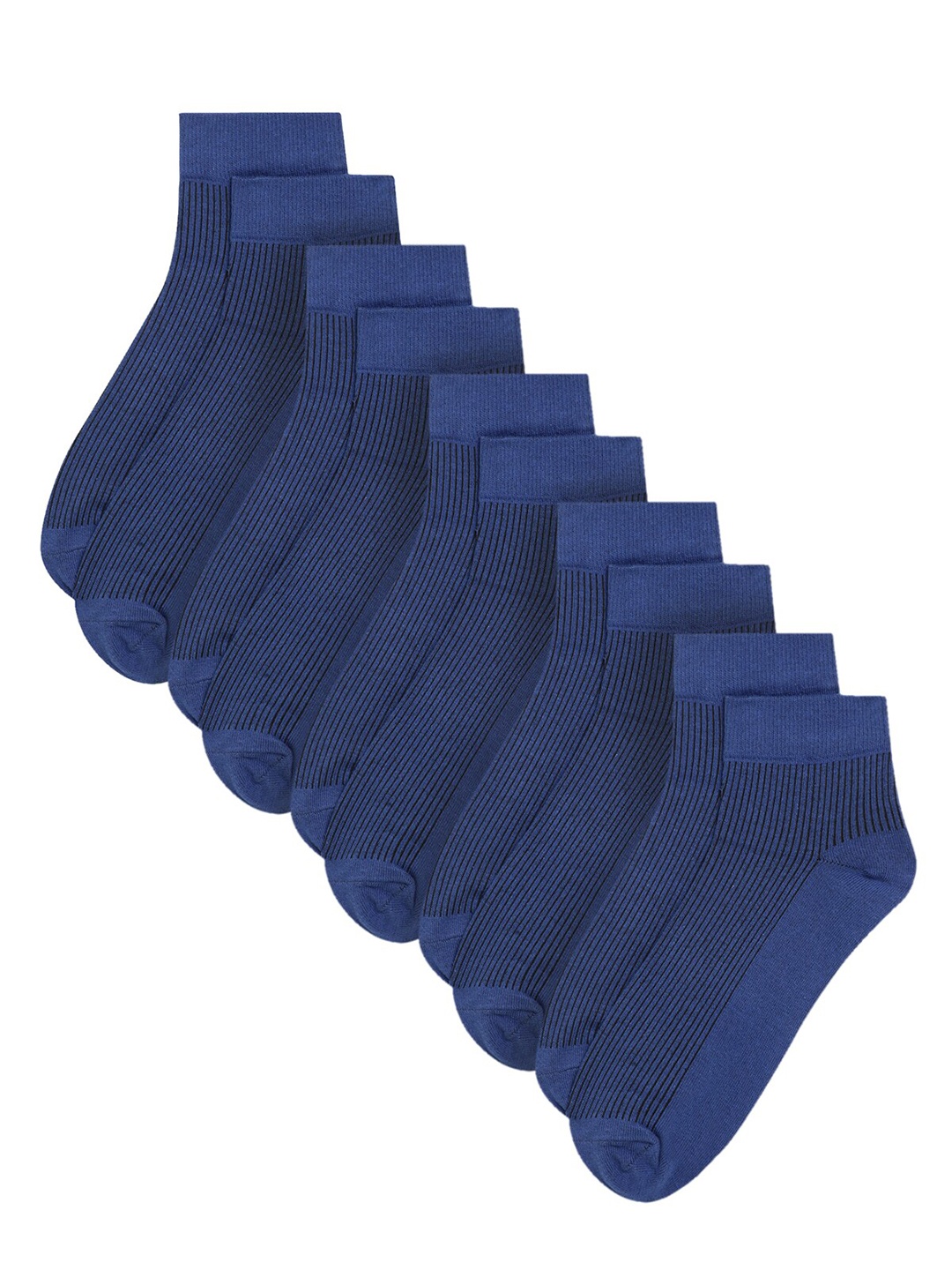 

Cantabil Men Pack Of 5 Patterned Pure Cotton Ankle-Length Socks, Blue