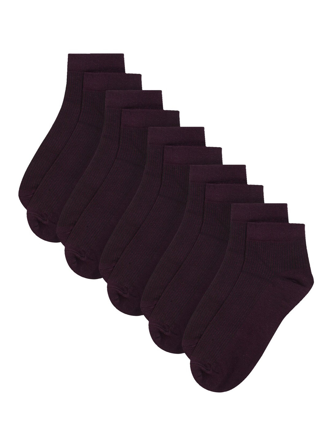 

Cantabil Men Pack Of 5 Solid Ankle-Length Pure Cotton Socks, Burgundy