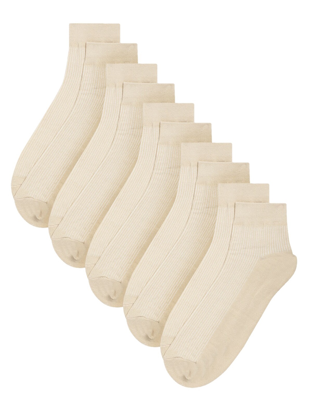 

Cantabil Men Pack Of 5 Patterned Pure Cotton Ankle-Length Socks, Cream