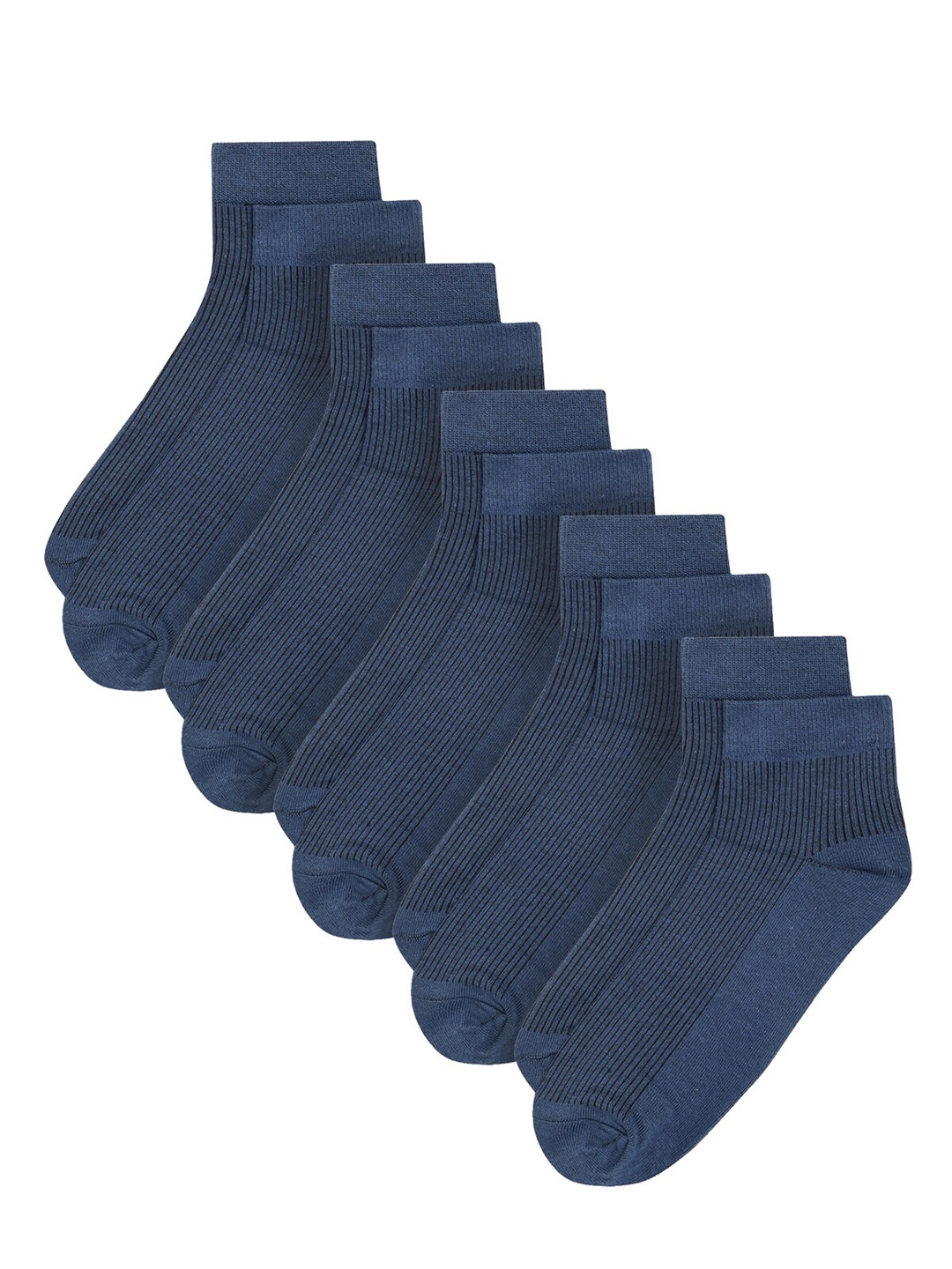 

Cantabil Men Pack Of 5 Blue Solid Pure Cotton Ankle-Length Socks