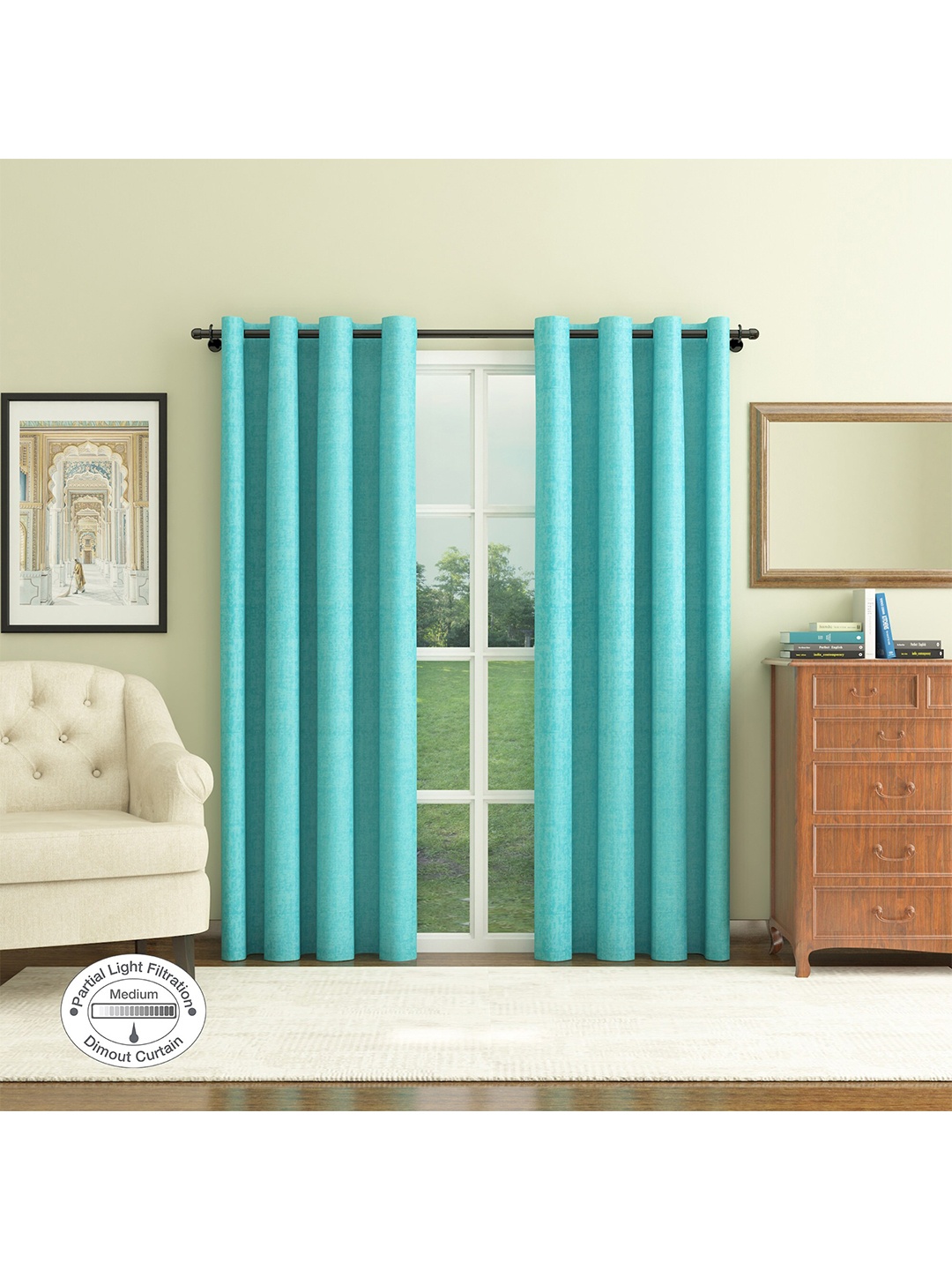 

HomeTown Set of 2 Green Room Darkening Door Curtain