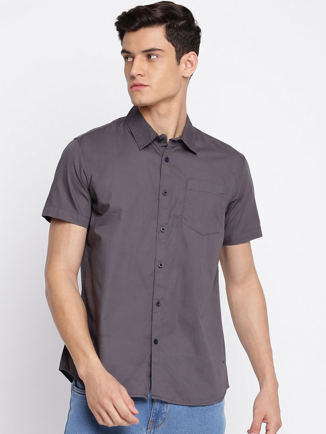 

abof Men Grey Slim Fit Casual Shirt