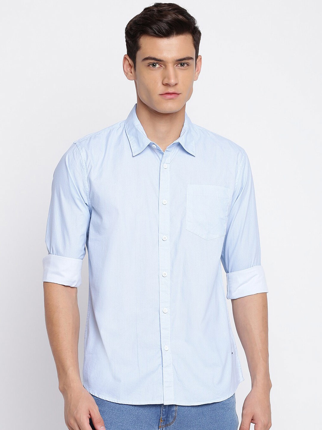

abof Men Blue Slim Fit Striped Casual Shirt
