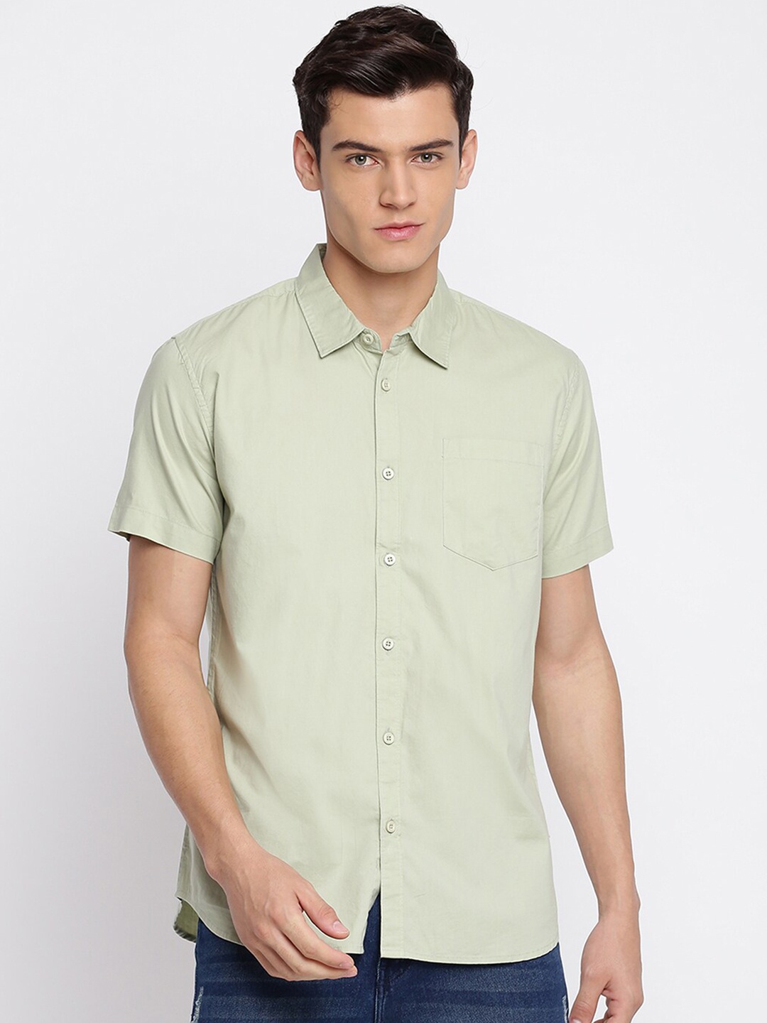 

abof Men Green Slim Fit Cotton Casual Shirt