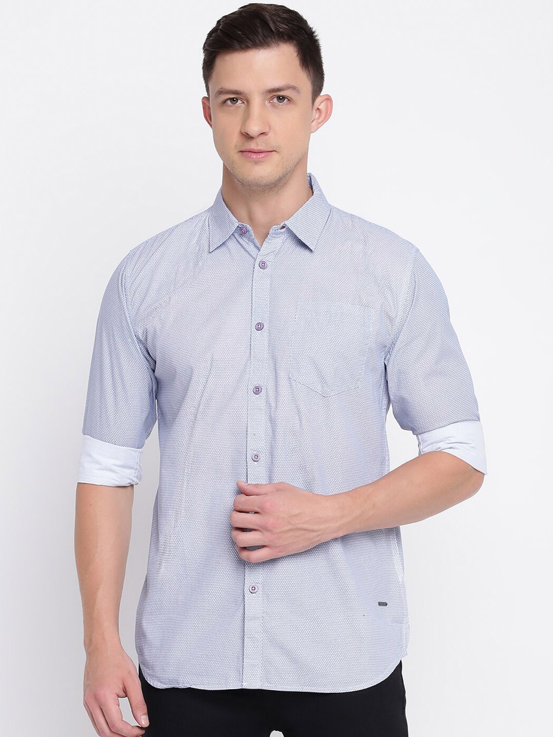 

abof Men Off White Slim Fit Pinstripes Striped Casual Shirt