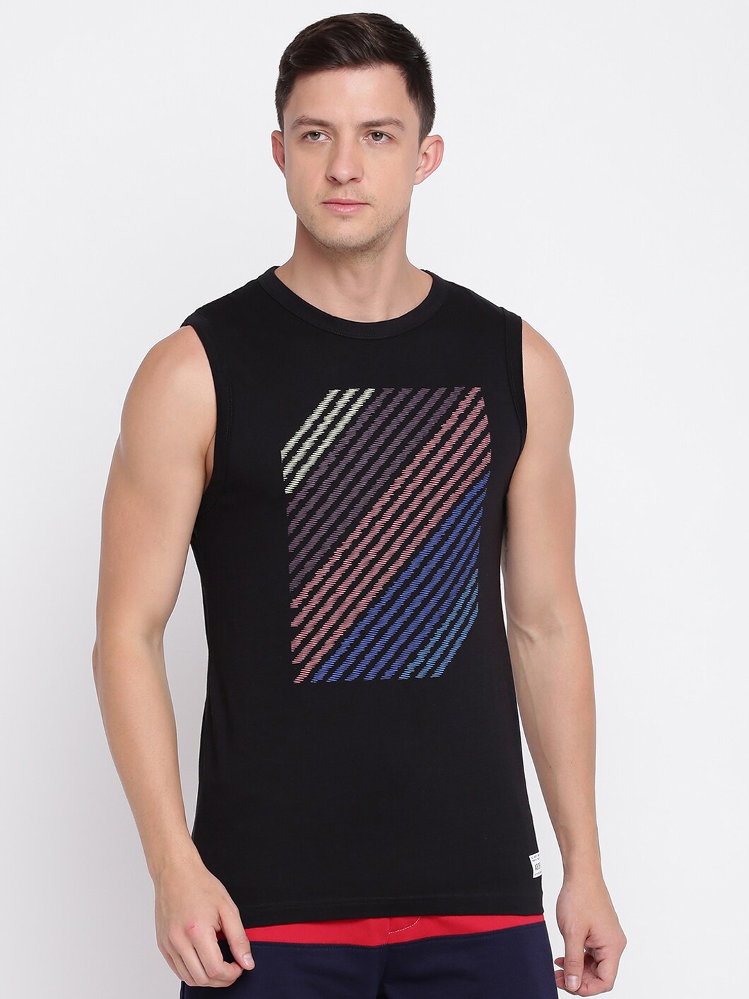 

abof Men Black Printed Basic Innerwear Vests