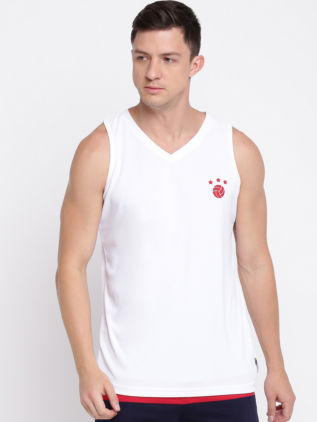 

abof Men White Solid V-Neck Regular Fit Innerwear Vests