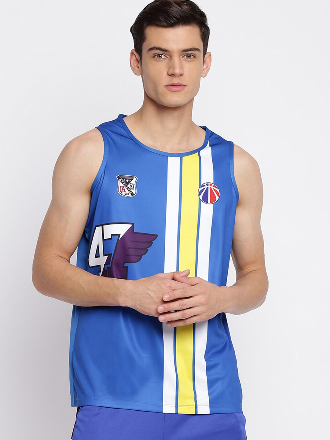 

abof Men Blue & White Printed Innerwear Vests