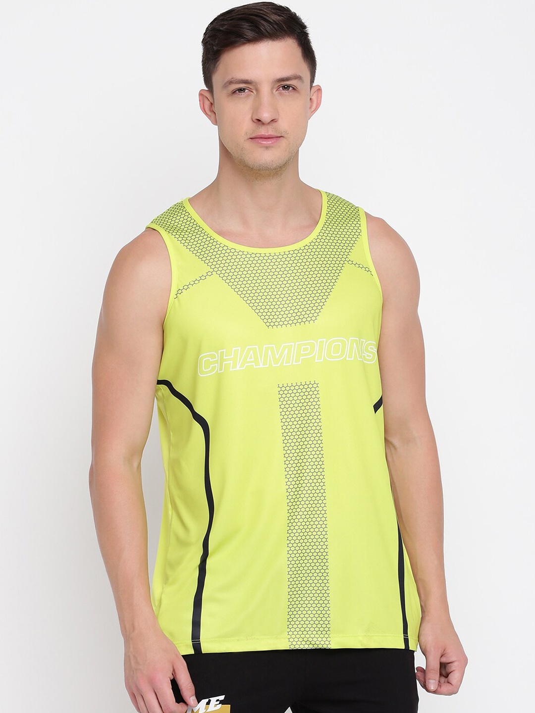 

abof Men Yellow Printed Sleeveless Innerwear Vests