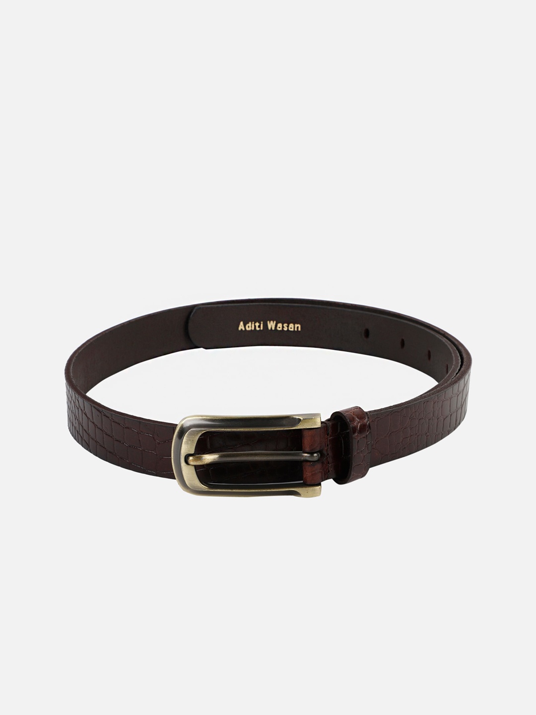 

Aditi Wasan Women Brown Textured Leather Belt