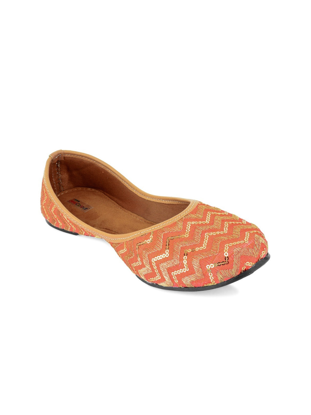 

DESI COLOUR Women Embellished Ethnic Mojaris Flats, Orange