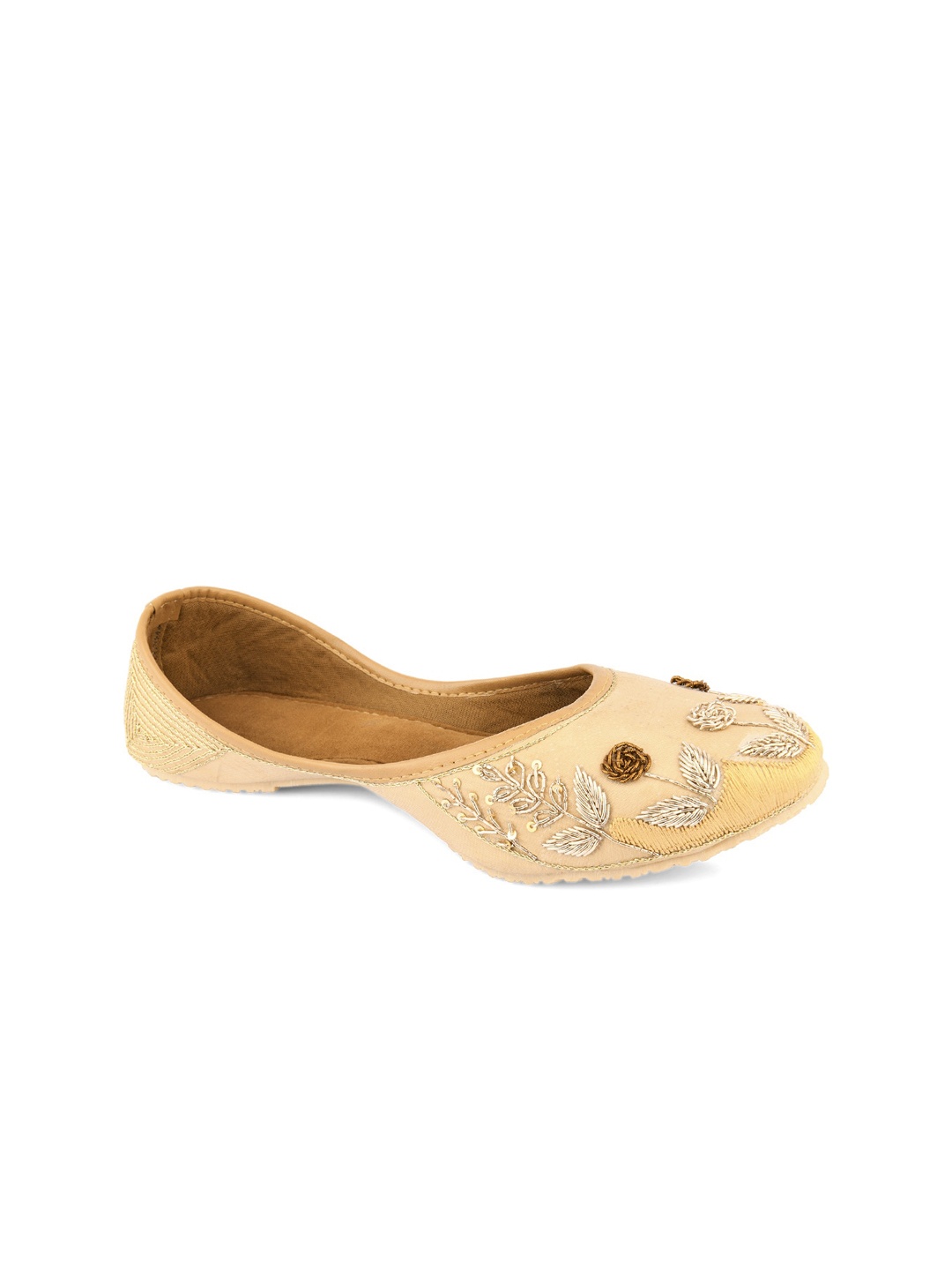 

DESI COLOUR Women Embellished Ethnic Mojaris Flats, Brown