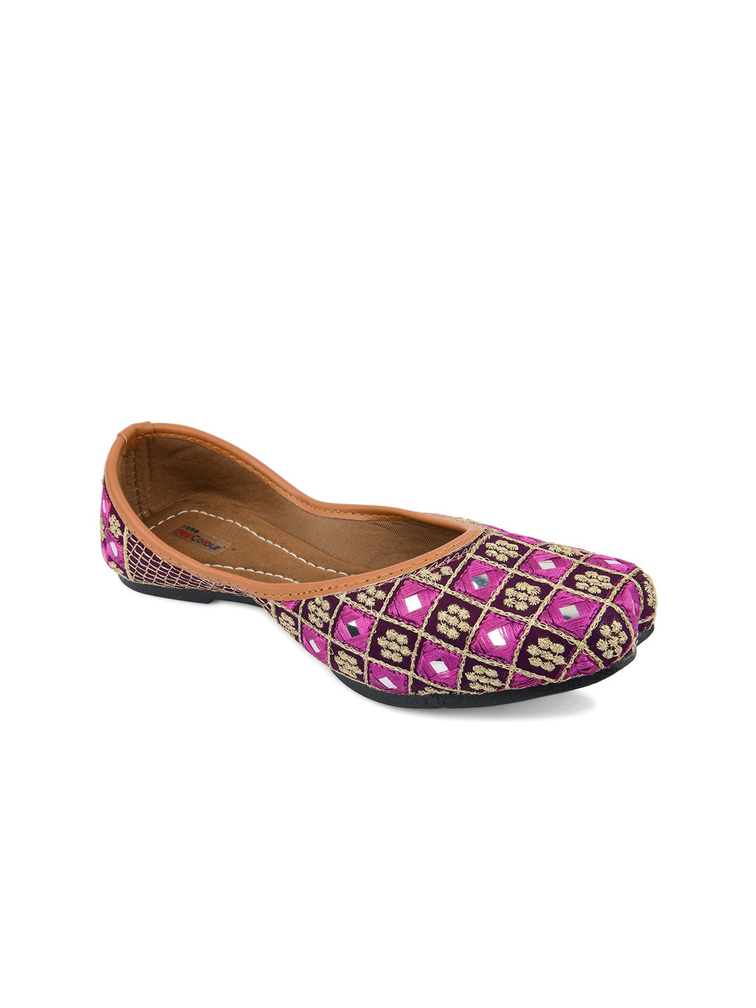 

DESI COLOUR Women Embellished Ethnic Mojaris Flats, Purple