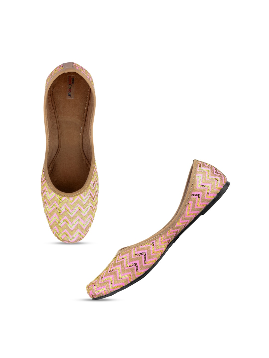 

DESI COLOUR Women Embellished Ethnic Mojaris Flats, Pink