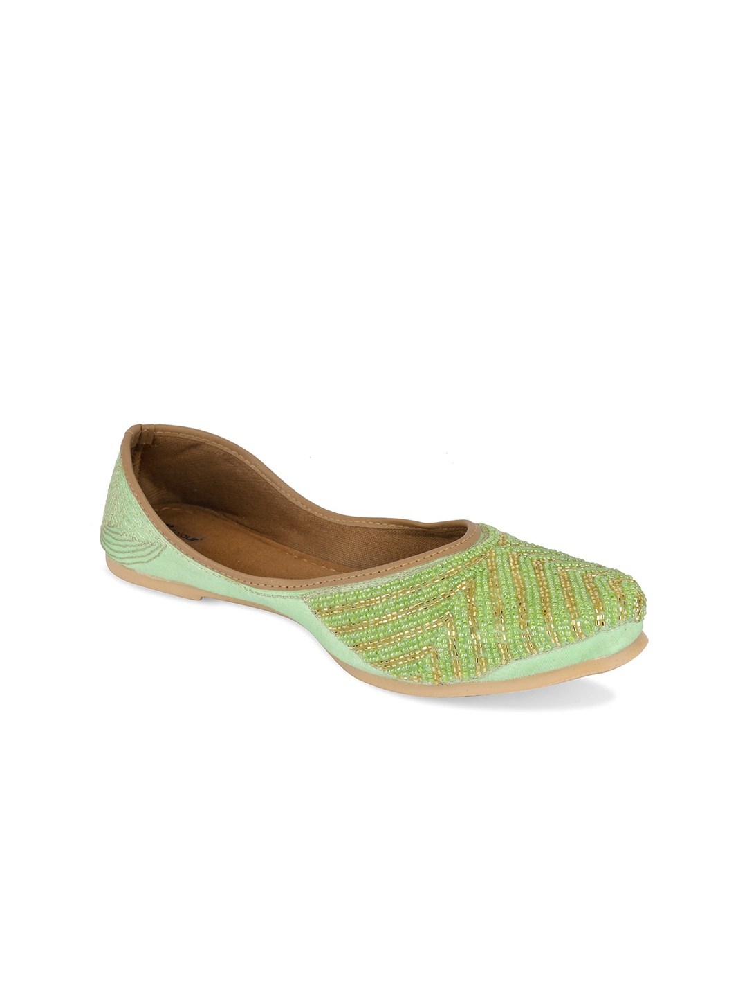 

DESI COLOUR Women Embellished Ethnic Mojaris Flats, Green