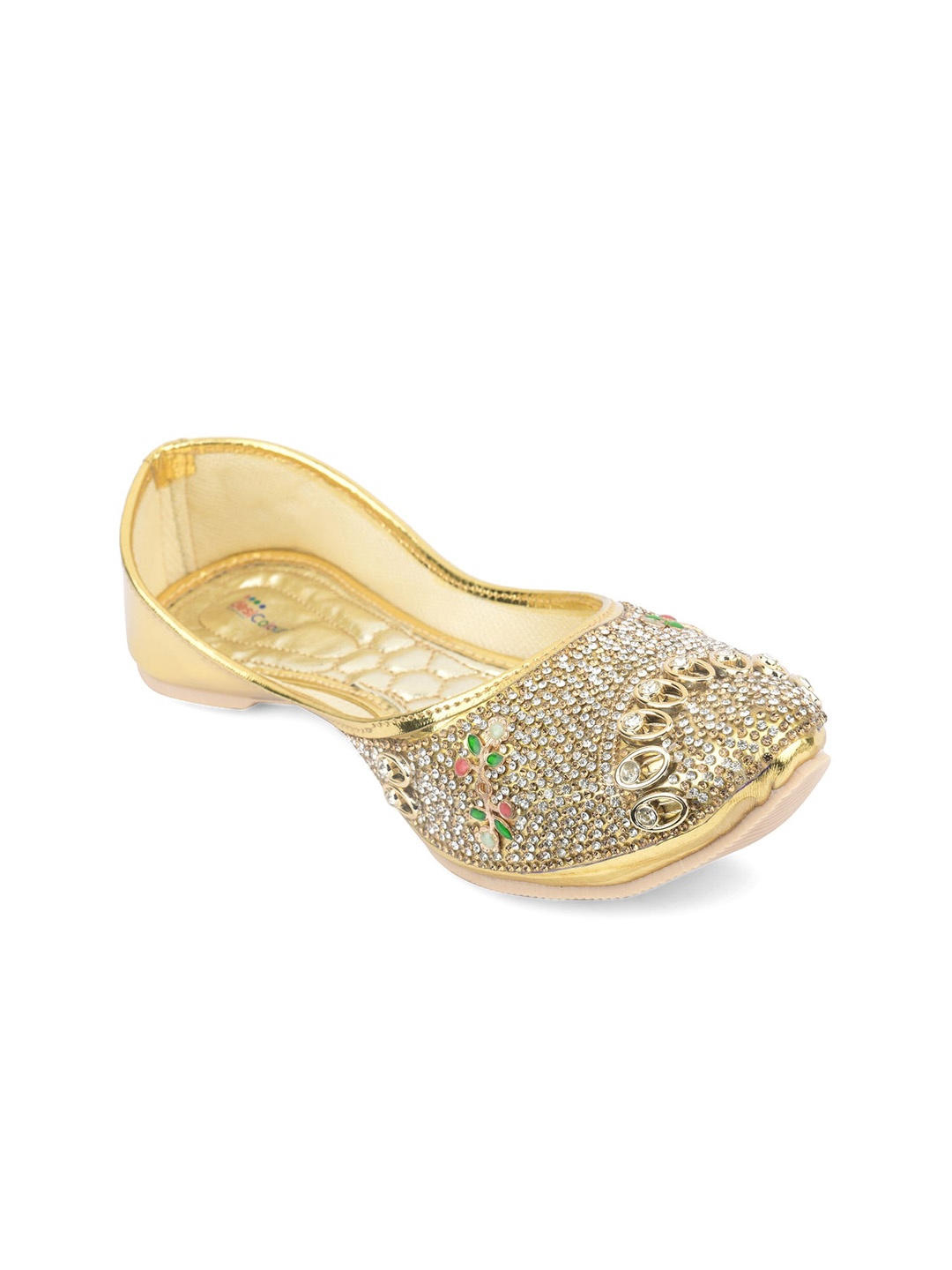 

DESI COLOUR Women Printed Ethnic Ballerinas Flats, Gold