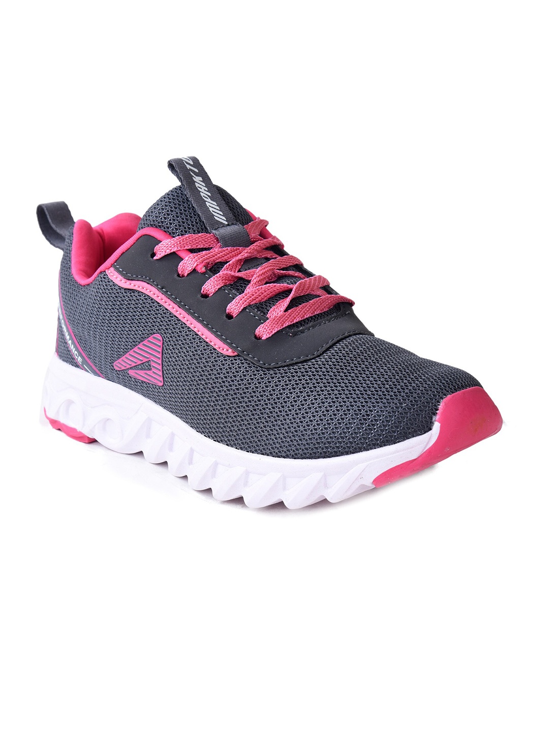 

IMPAKTO Women Grey Mesh Running Non-Marking Lace-Up Sports Shoes