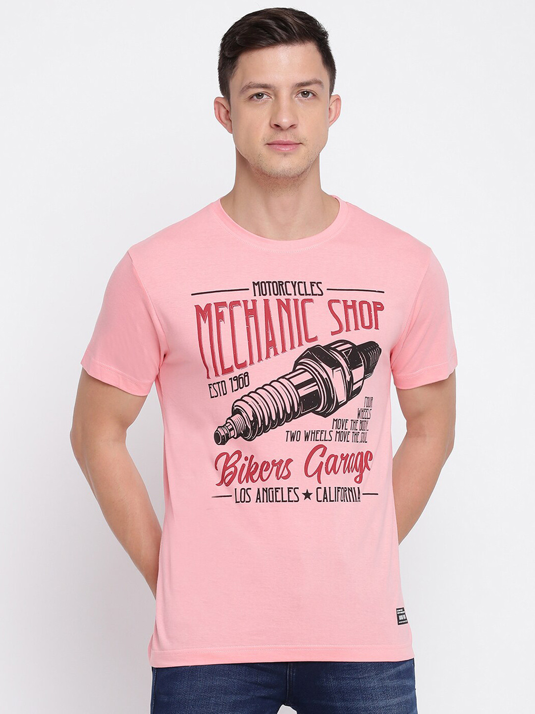 

abof Men Pink Typography Printed T-shirt