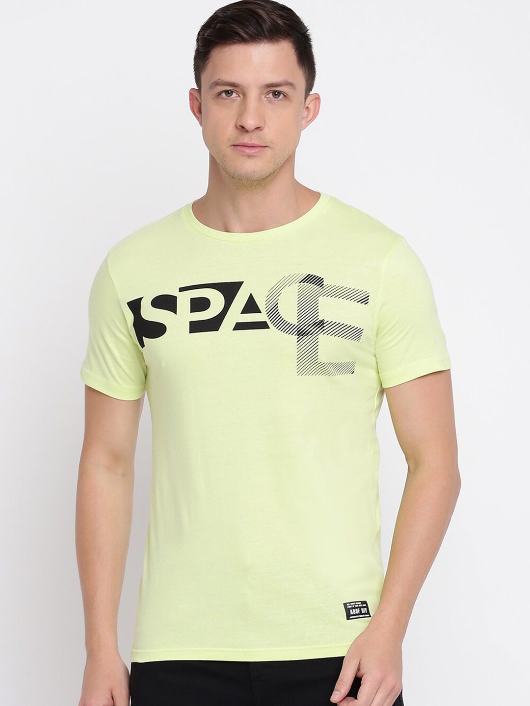 

abof Men Green & Black Typography Printed Pure Cotton T-shirt