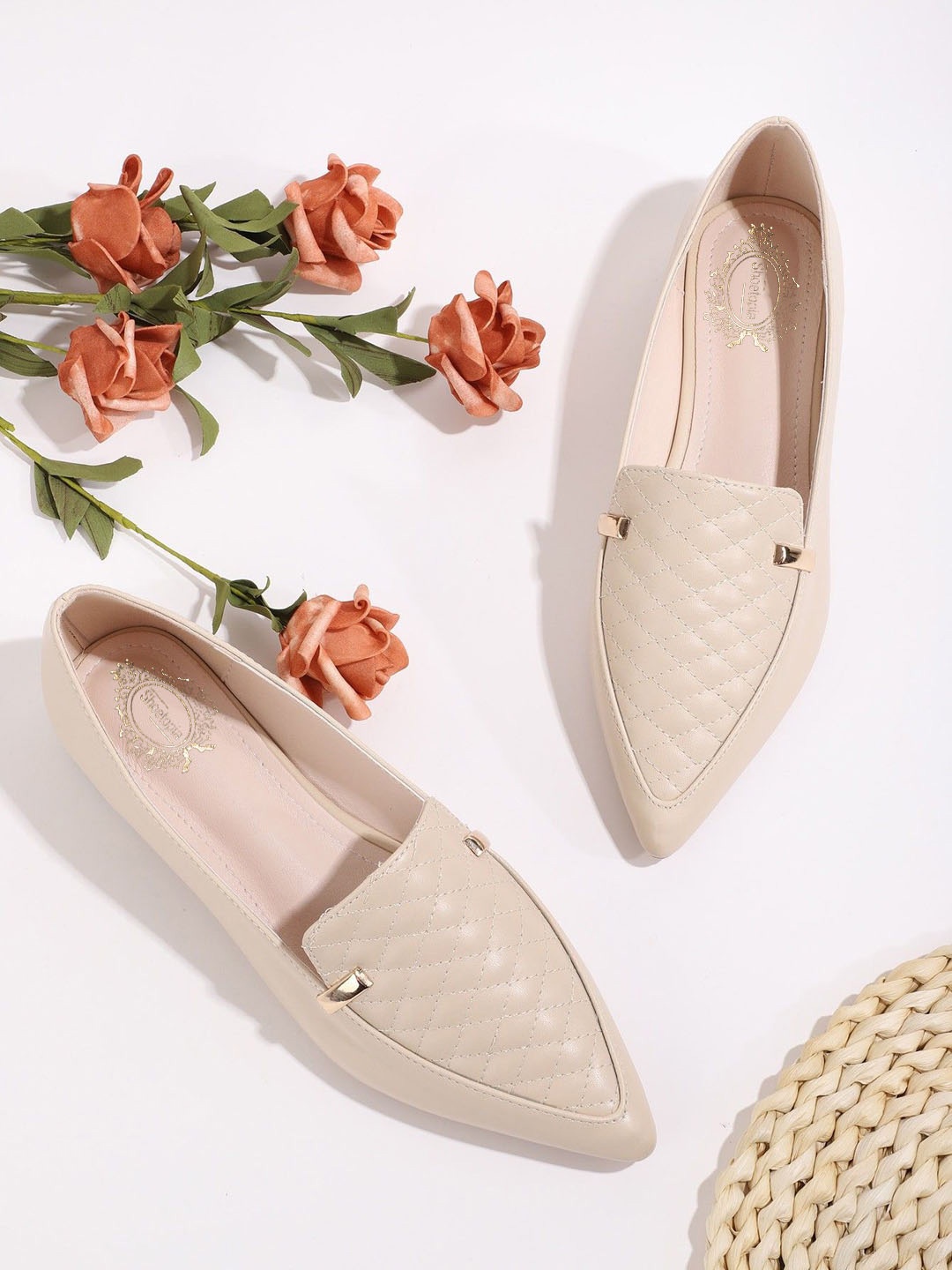 

Shoetopia Women Textured Loafers, Cream