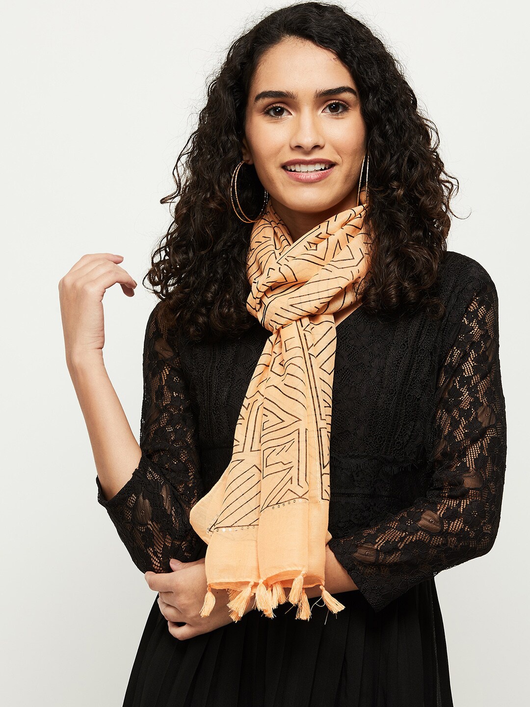 

Max Women Orange & Brown Printed Scarf