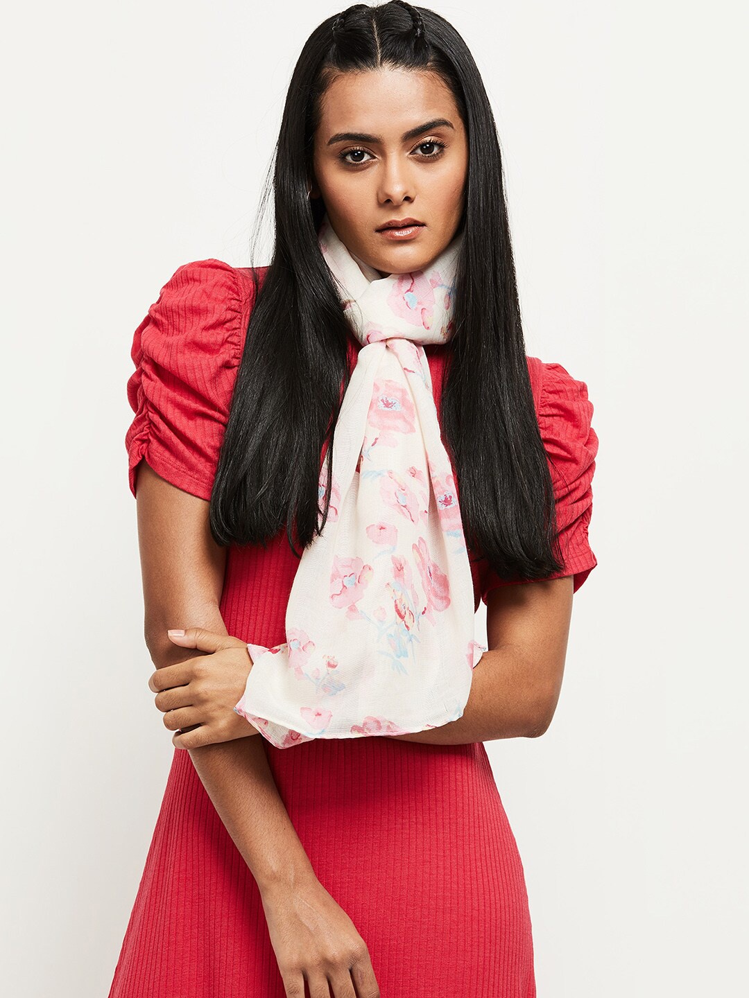 

Max Women Beige & Pink Printed Scarf