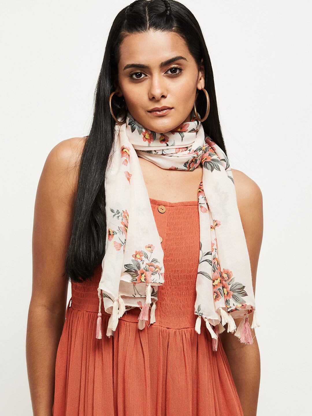 

Max Women Pink & Grey Printed Scarf