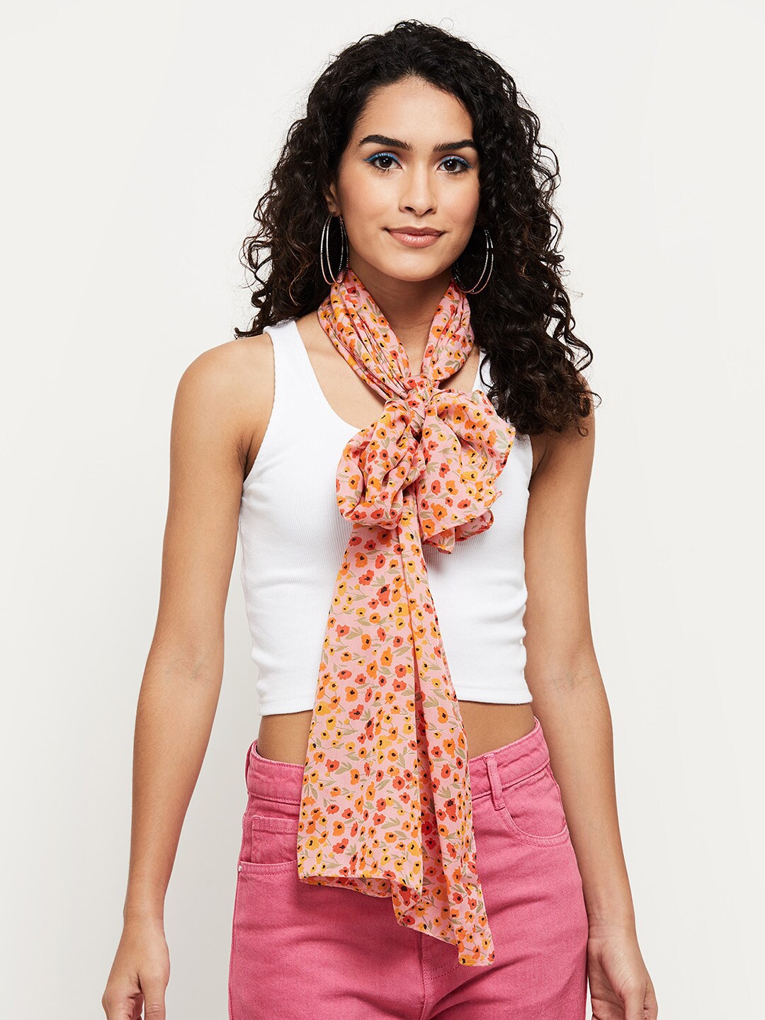

max Women Printed Polyester Scarf, Pink
